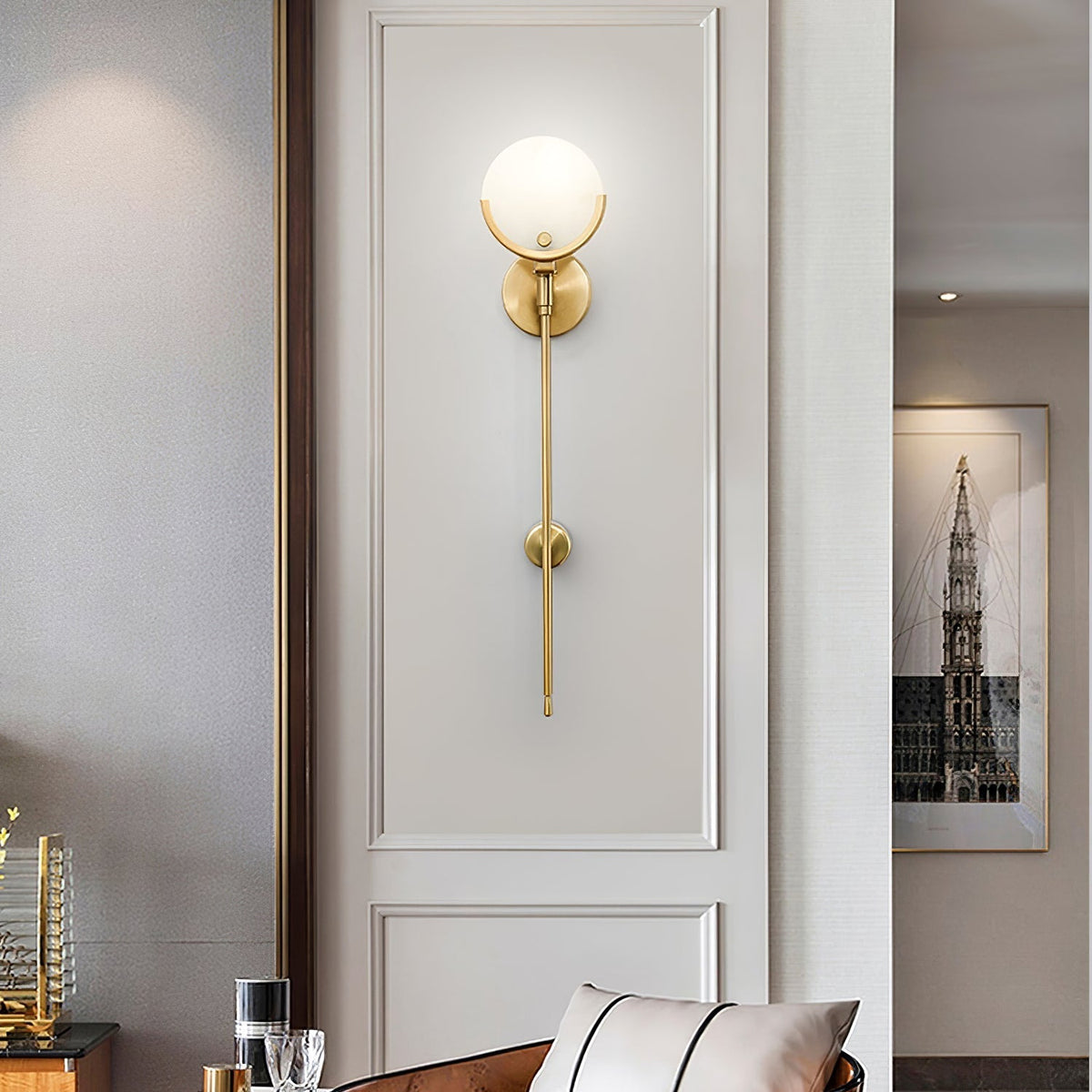 Brass Alabaster Wall Light – E14 – Modern – Alabaster & Brass – Brass