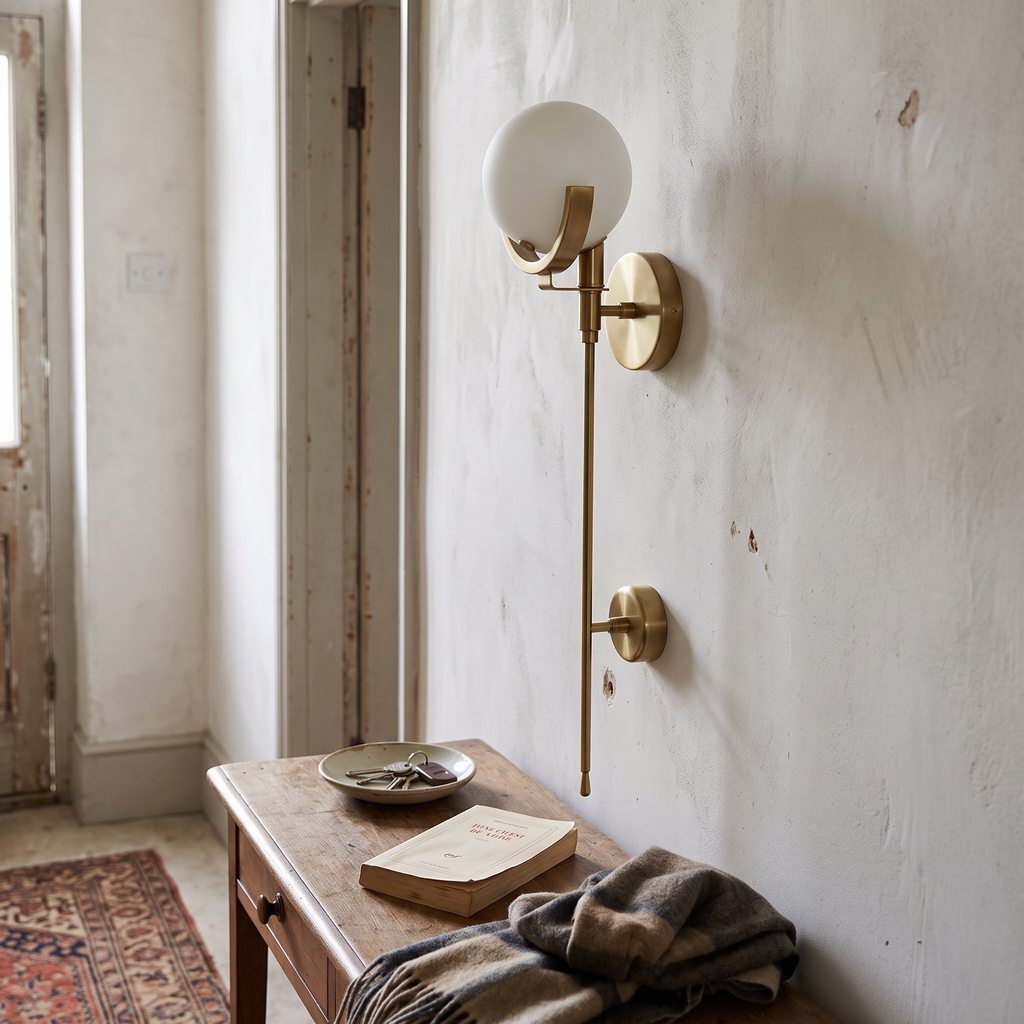 Brass Alabaster Wall Light detail in daylight - Kristy