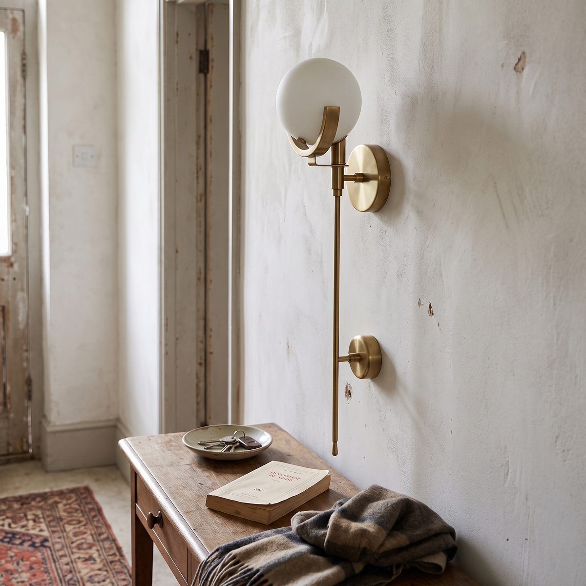 Brass Alabaster Wall Light detail in daylight - Kristy
