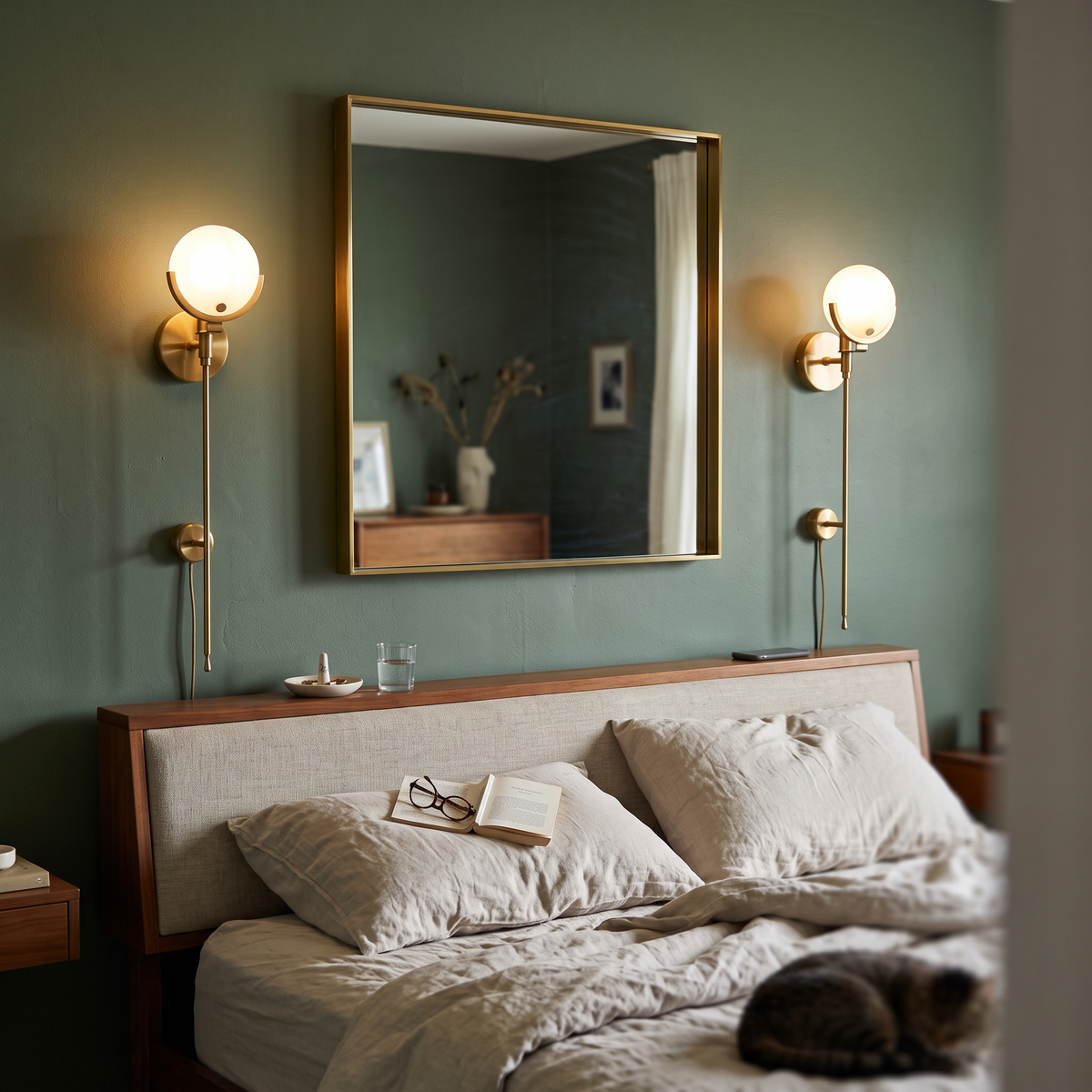 Brass Alabaster Wall Light pair styled in interior - Kristy