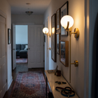 Brass Alabaster Wall Light in hallway - Kristy