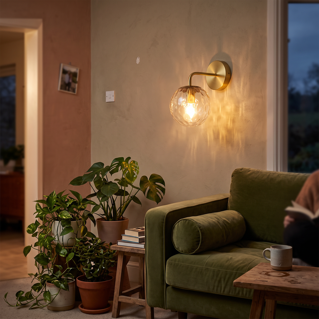Bubble Glass Wall Light Vintage in living room - Valentina