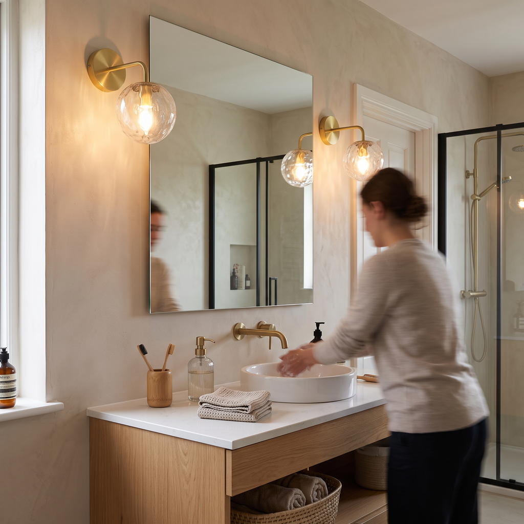 Bubble Glass Wall Light Vintage above bathroom vanity - Valentina