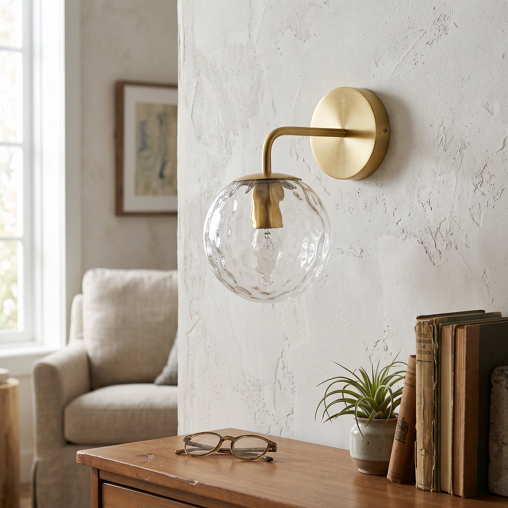 Bubble Glass Wall Light Vintage detail in daylight - Valentina