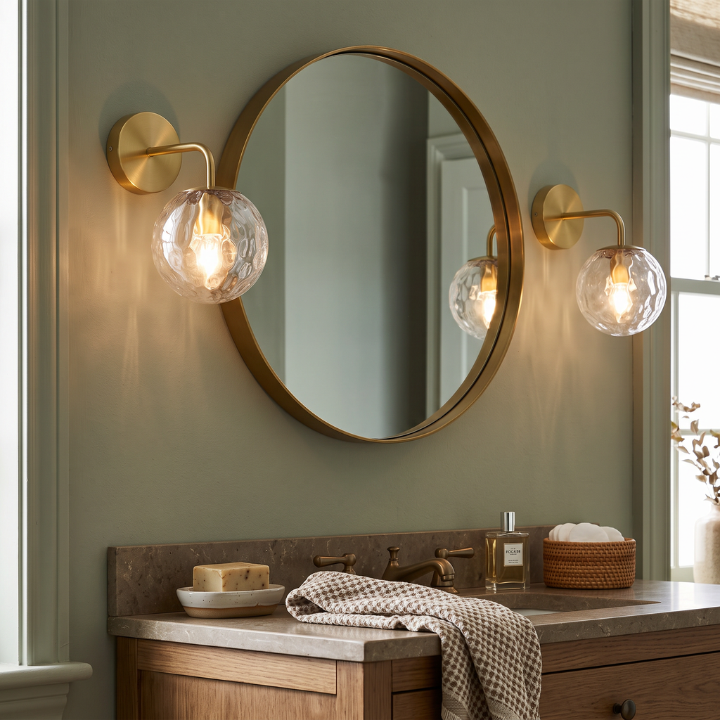 Bubble Glass Wall Light Vintage pair styled in interior - Valentina