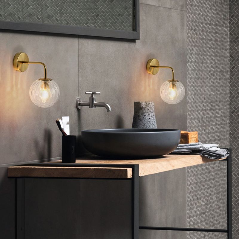 Bubble Glass Vanity Wall Light – E27 – Vintage – Metal & Bubble Glass