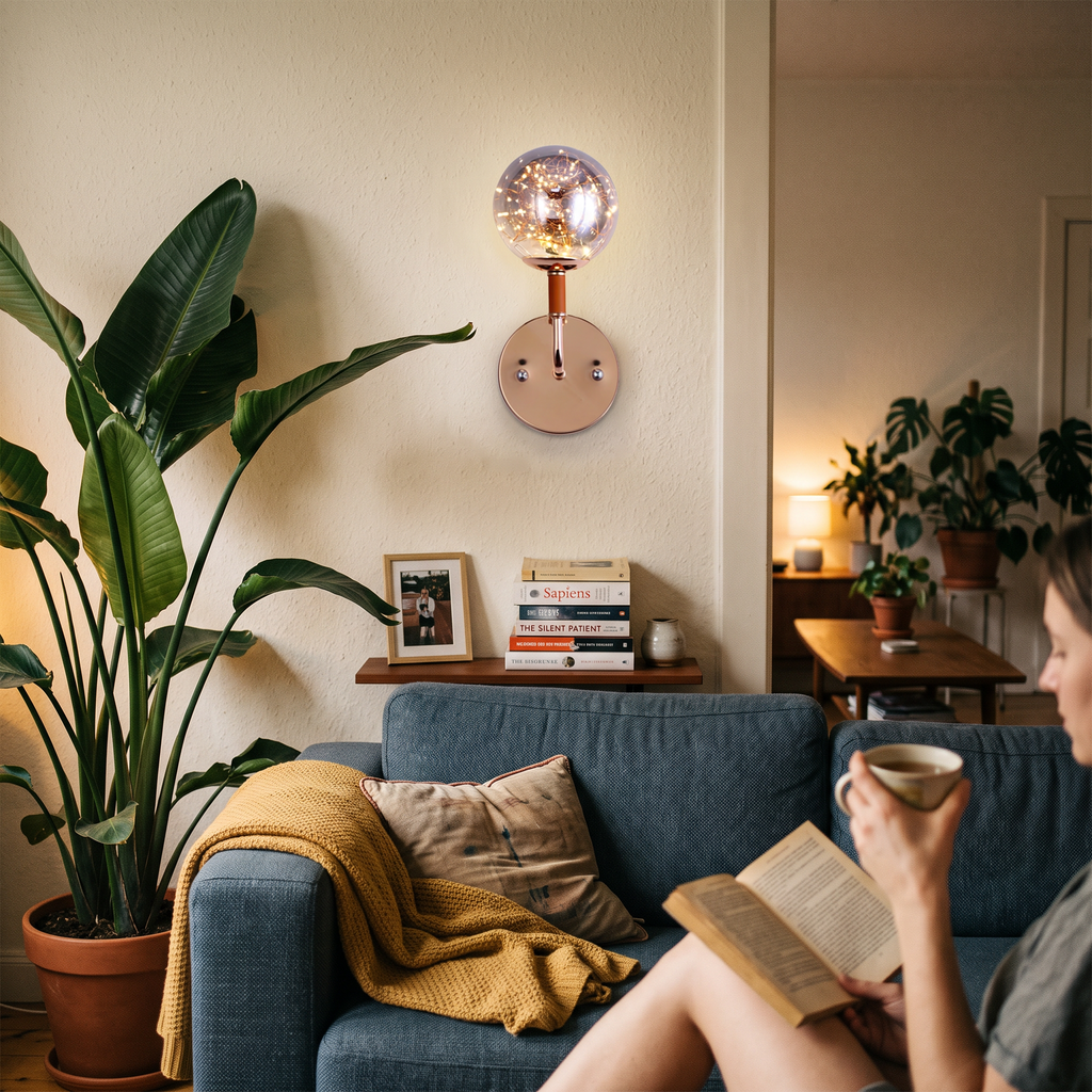 Art Deco Bubble Glass Wall Light in living room - Valentina