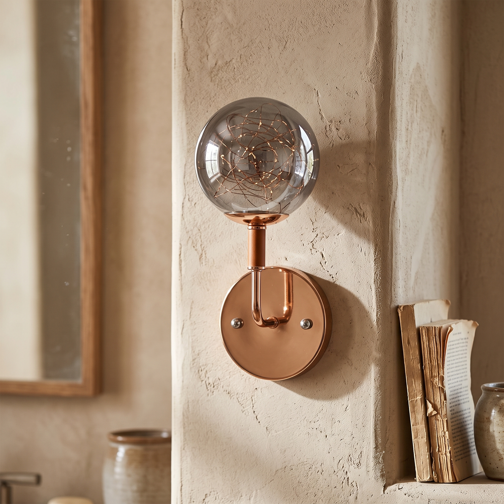 Art Deco Bubble Glass Wall Light detail in daylight - Valentina