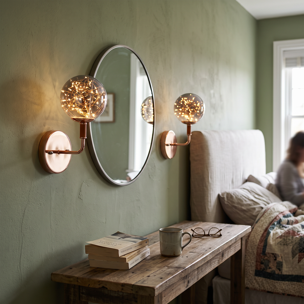 Art Deco Bubble Glass Wall Light pair styled in interior - Valentina