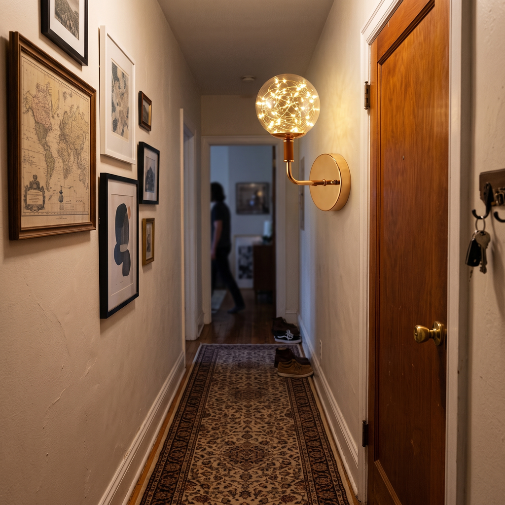 Art Deco Bubble Glass Wall Light in hallway - Valentina