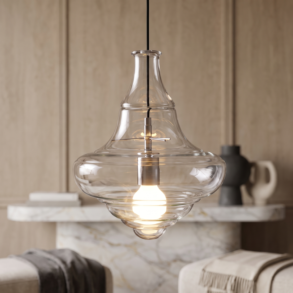 Clear Glass Pendant Light – Contemporary – Sculptural Clear Glass