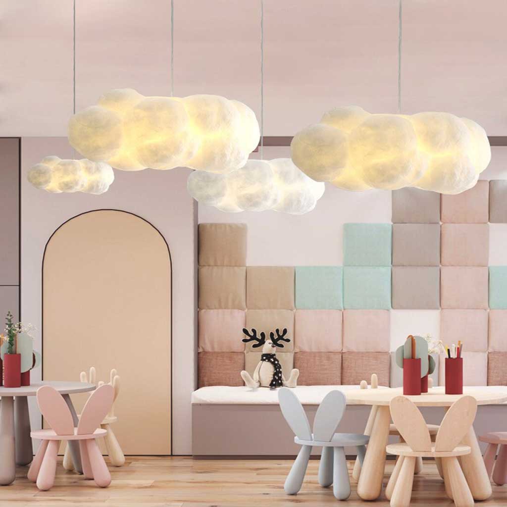 Cloud Pendant Light – E27 Bulb Included – Silk Cotton & Metal