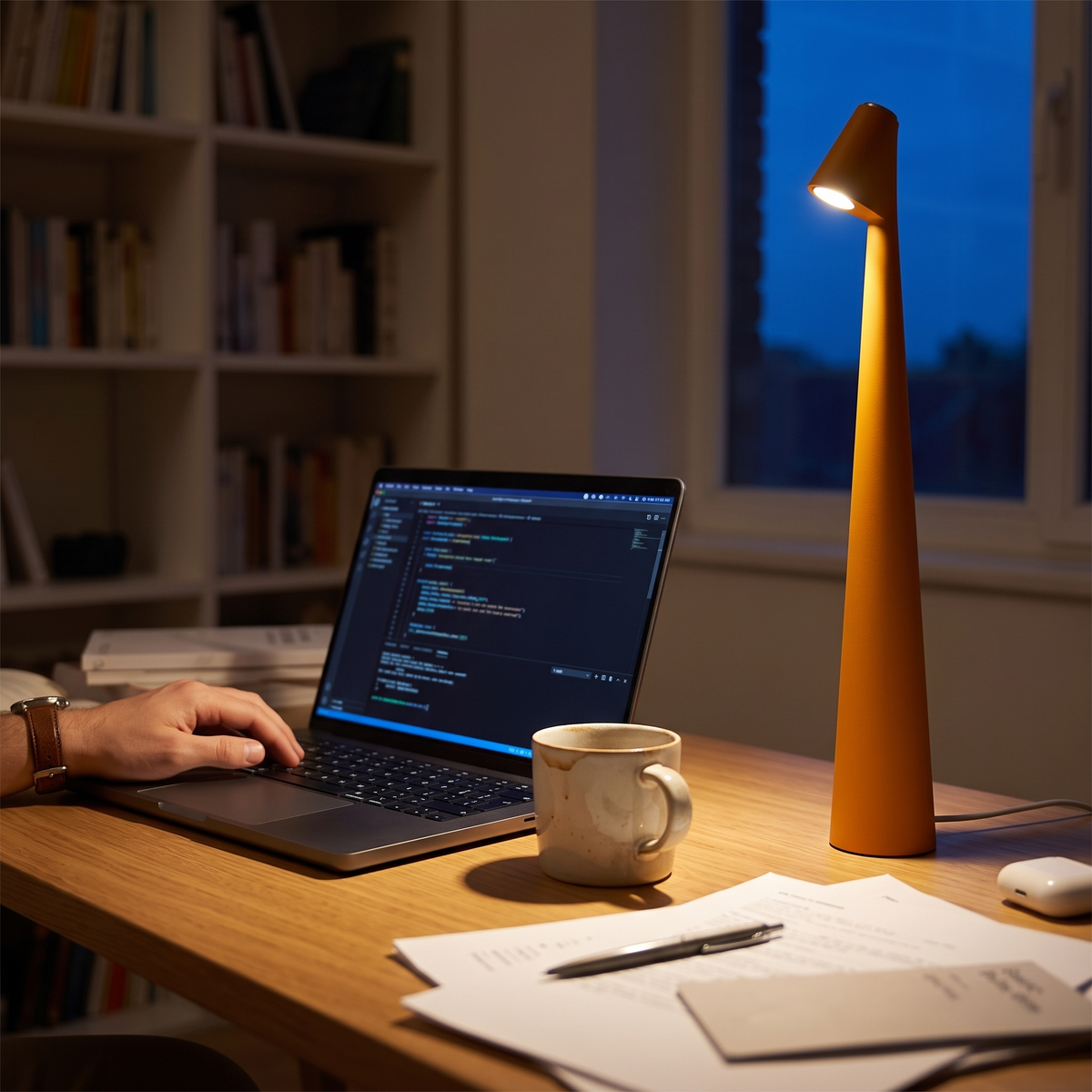 Cordless LED desk lamp in home office - Studio Pin