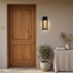 Crystal Effect Outdoor Wall Light – STEADY in a front entrance beside an oak front door