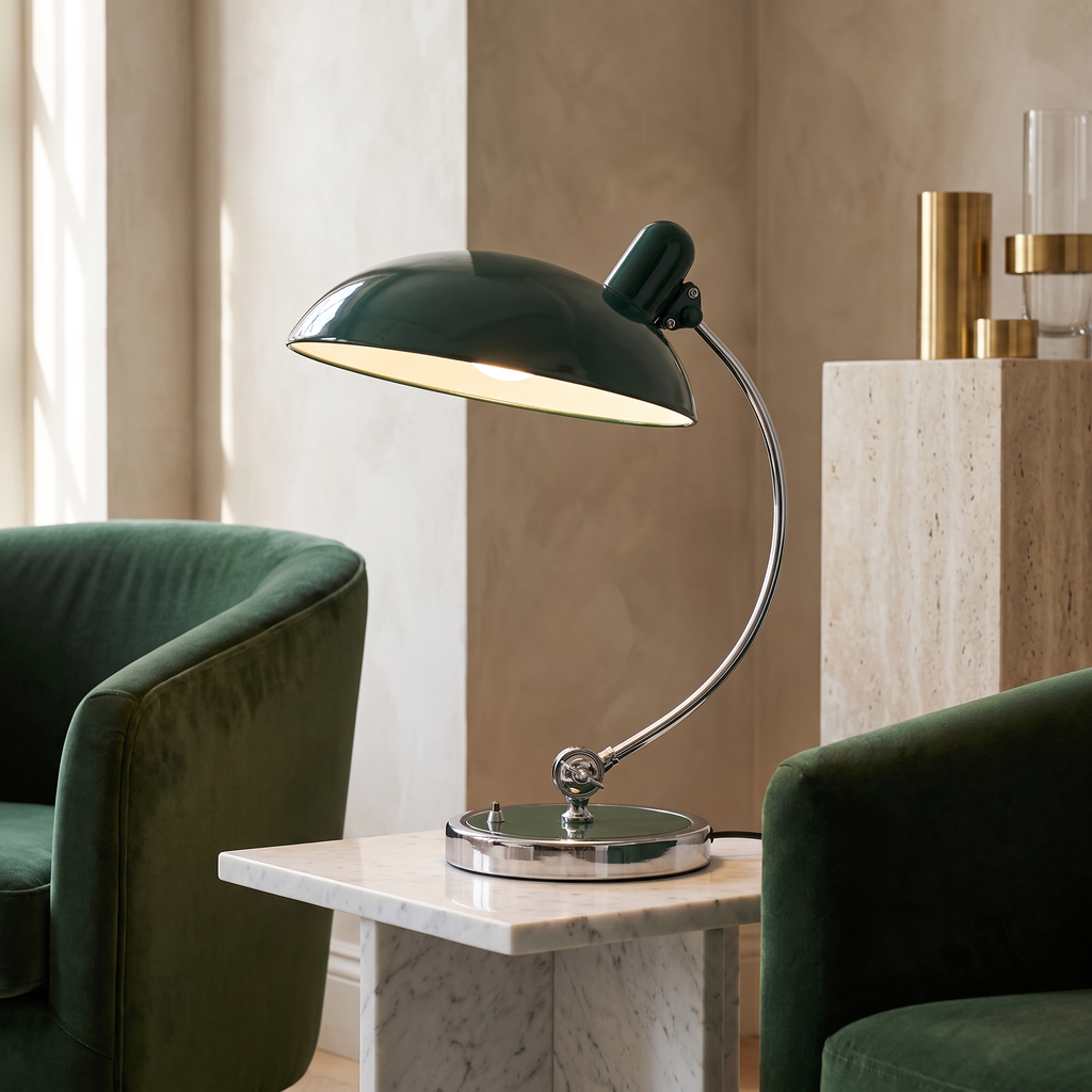 Curved Arc Table Lamp – E27 – Scandinavian – Iron & Chrome
