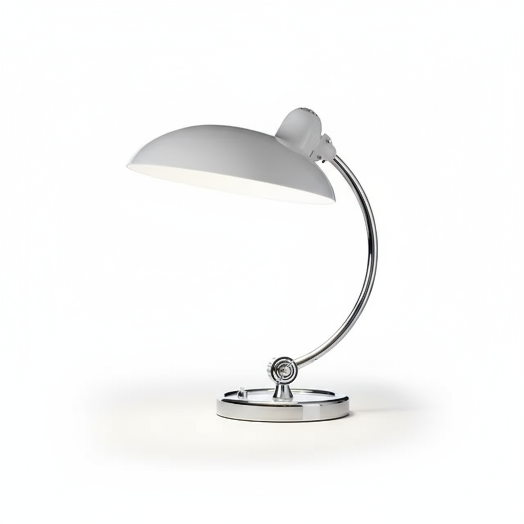 Curved Arc Table Lamp – E27 – Scandinavian – Iron & Chrome