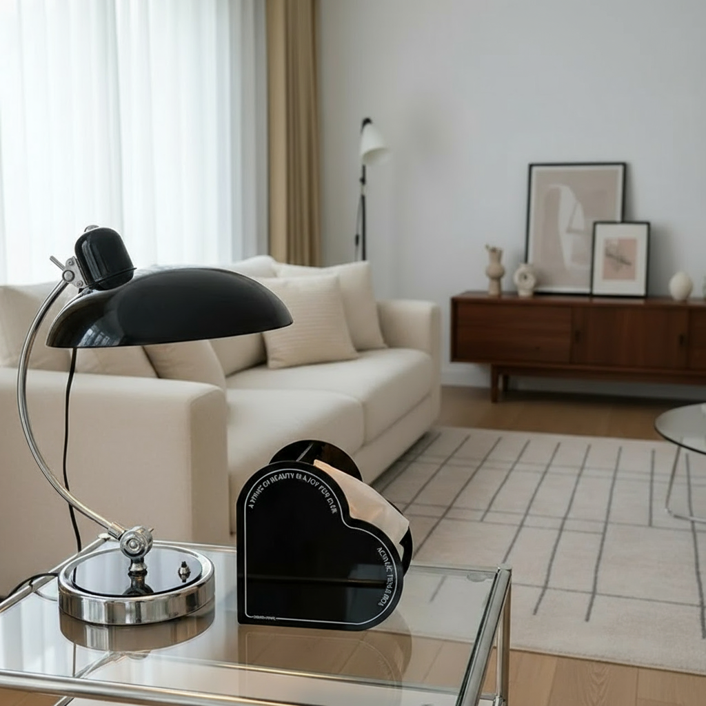 Curved Arc Table Lamp – E27 – Scandinavian – Iron & Chrome