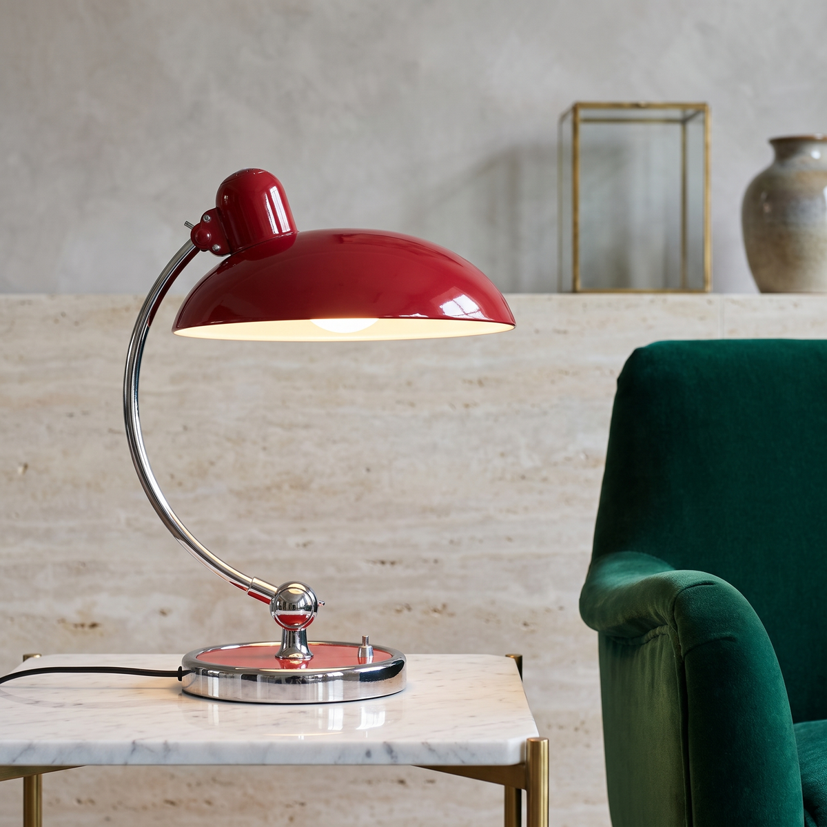 Curved Arc Table Lamp – E27 – Scandinavian – Iron & Chrome