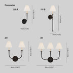 Fabric Cone Wall Light – E14 – Classic – Brass & Fabric
