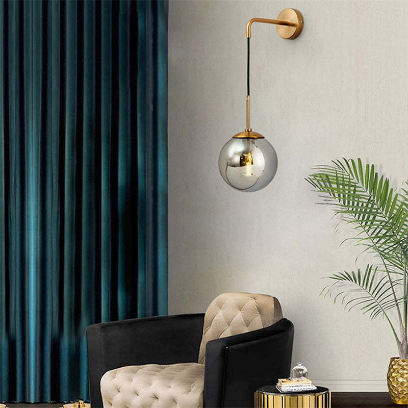 Glass Ball Wall Light – LED – Vintage – Iron & Glass – Gold/Black