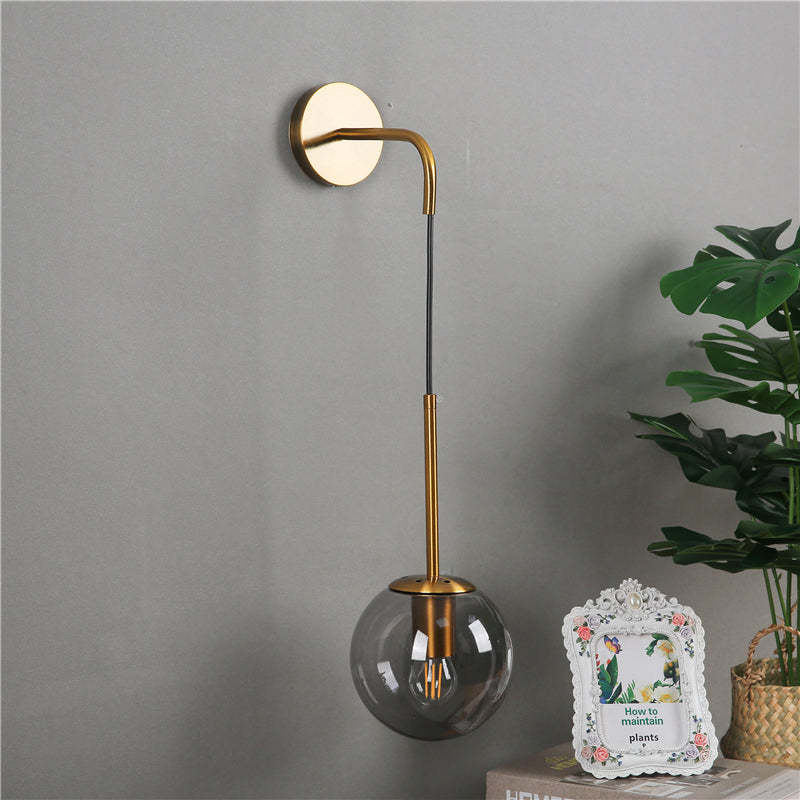 Glass Ball Wall Light – LED – Vintage – Iron & Glass – Gold/Black