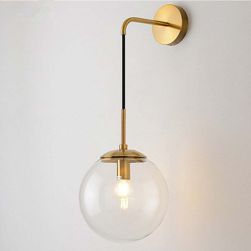 Glass Ball Wall Light – LED – Vintage – Iron & Glass – Gold/Black