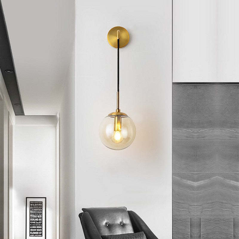 Glass Ball Wall Light – LED – Vintage – Iron & Glass – Gold/Black
