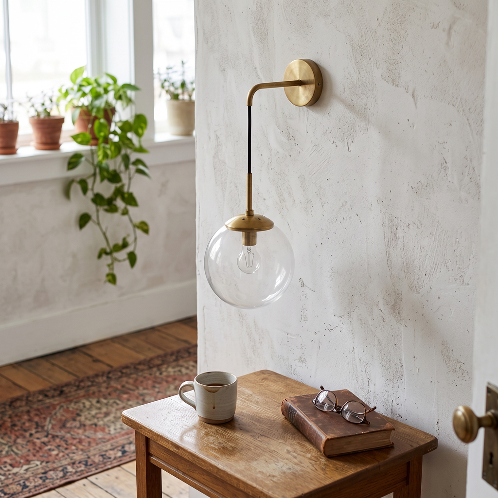 Glass Ball Wall Light Vintage detail in daylight - Valentina