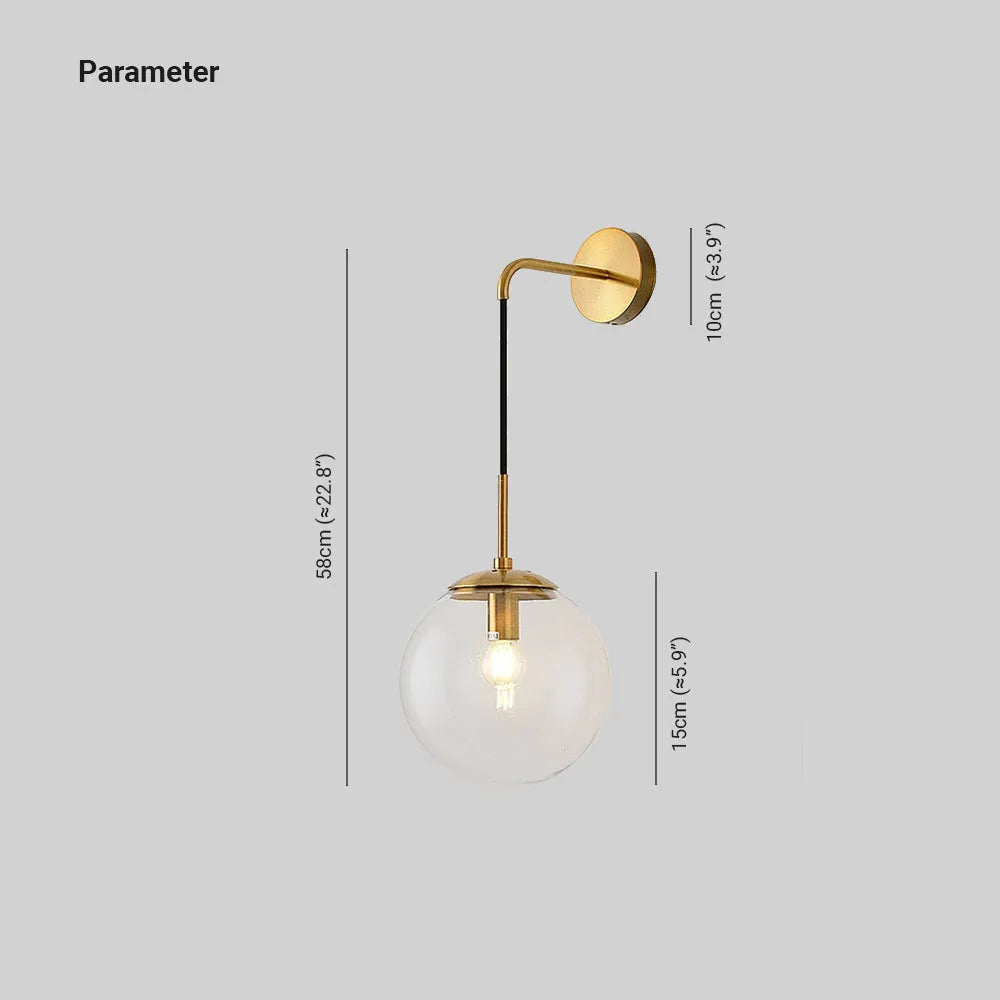 Glass Ball Wall Light – LED – Vintage – Iron & Glass – Gold/Black