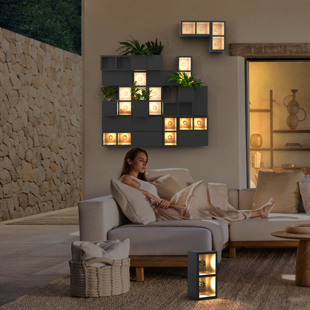 Glass Cube Outdoor Wall Light – LED – Modern – Metal & Glass – Black