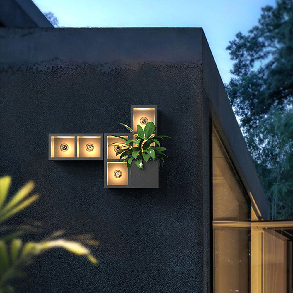 Glass Cube Outdoor Wall Light – LED – Modern – Metal & Glass – Black