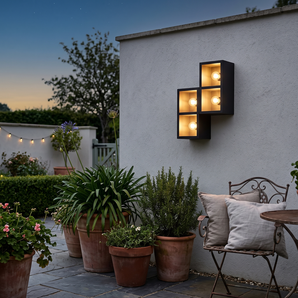 Outdoor Wall Light Black Glass on garden wall - Ray