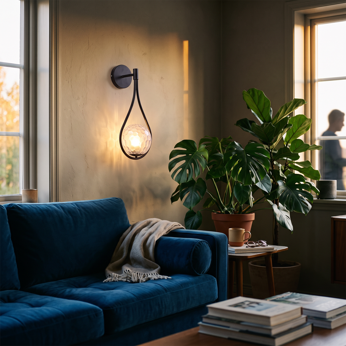 Glass Drop Wall Light in living room - Valentina