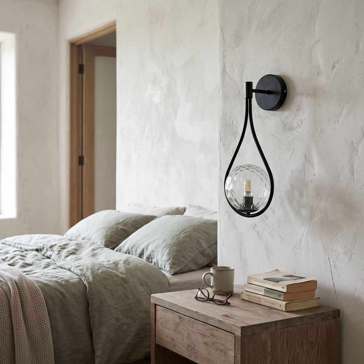 Glass Drop Wall Light detail in daylight - Valentina