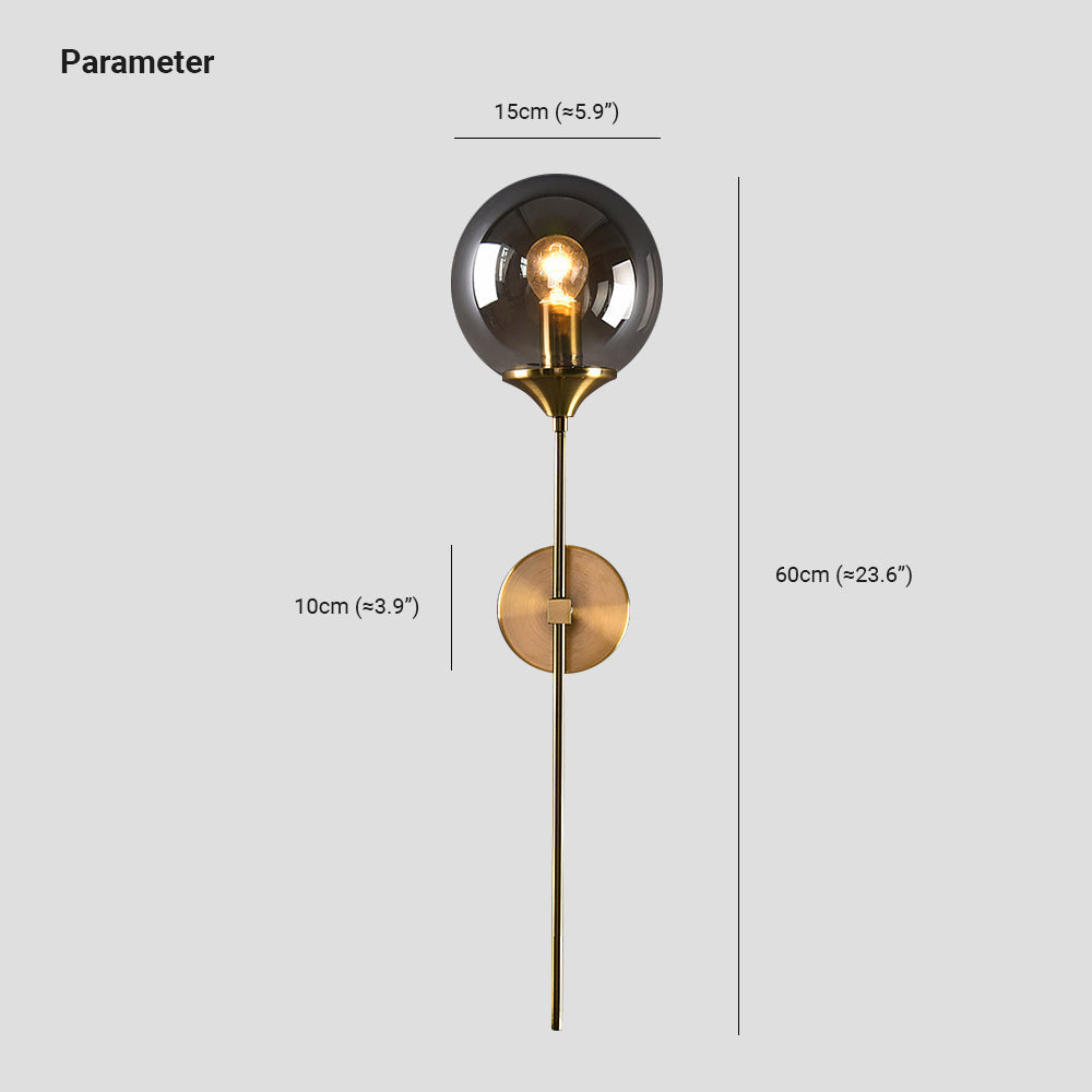 Glass Globe Wall Light – E27 LED Included – Modern – Metal & Glass
