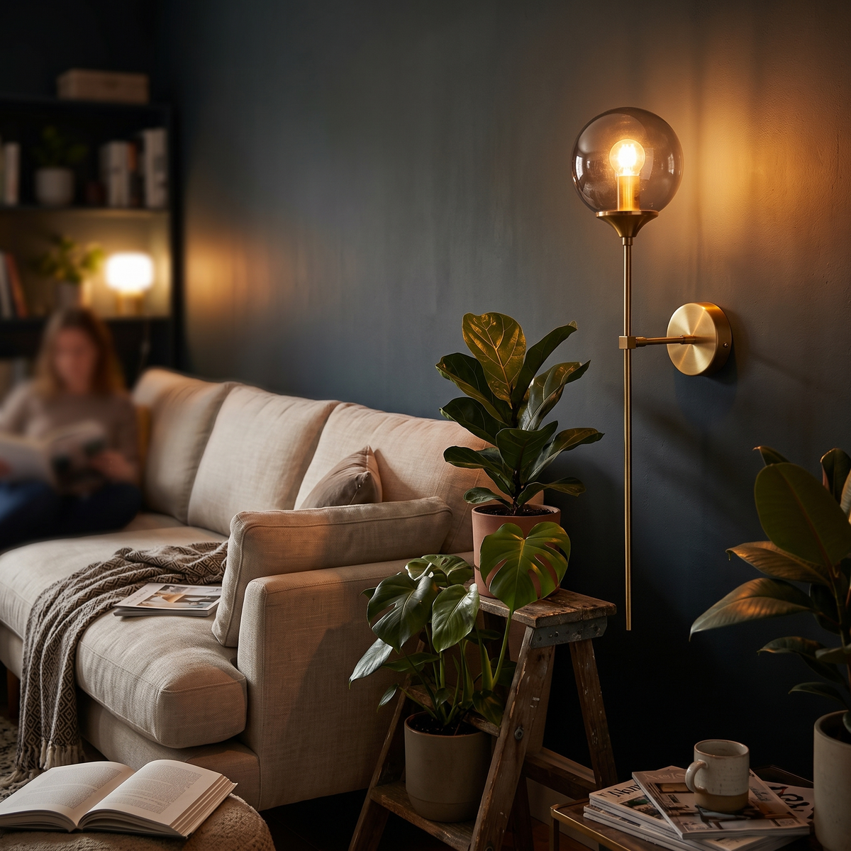 Glass Globe Wall Light Modern in living room - Valentina