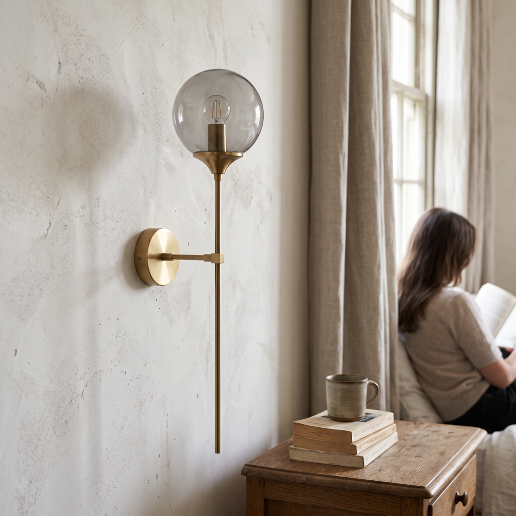 Glass Globe Wall Light Modern detail in daylight - Valentina