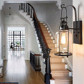 Glass Lantern Wall Light – E27 – Vintage – Metal & Glass – Black/Rusty