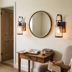 Vintage Lantern Wall Light Indoor pair styled in interior - Silva