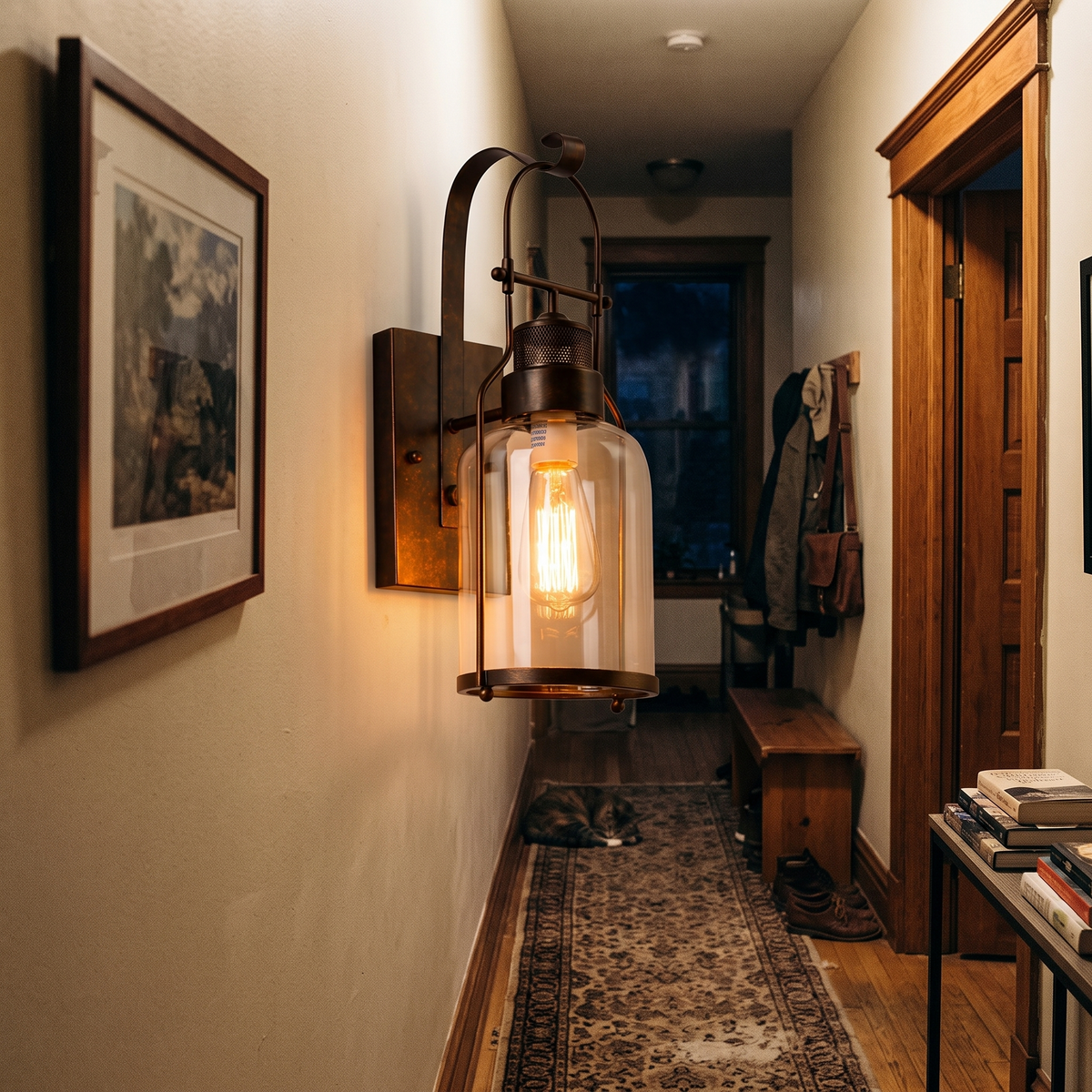 Vintage Lantern Wall Light Indoor in hallway - Silva