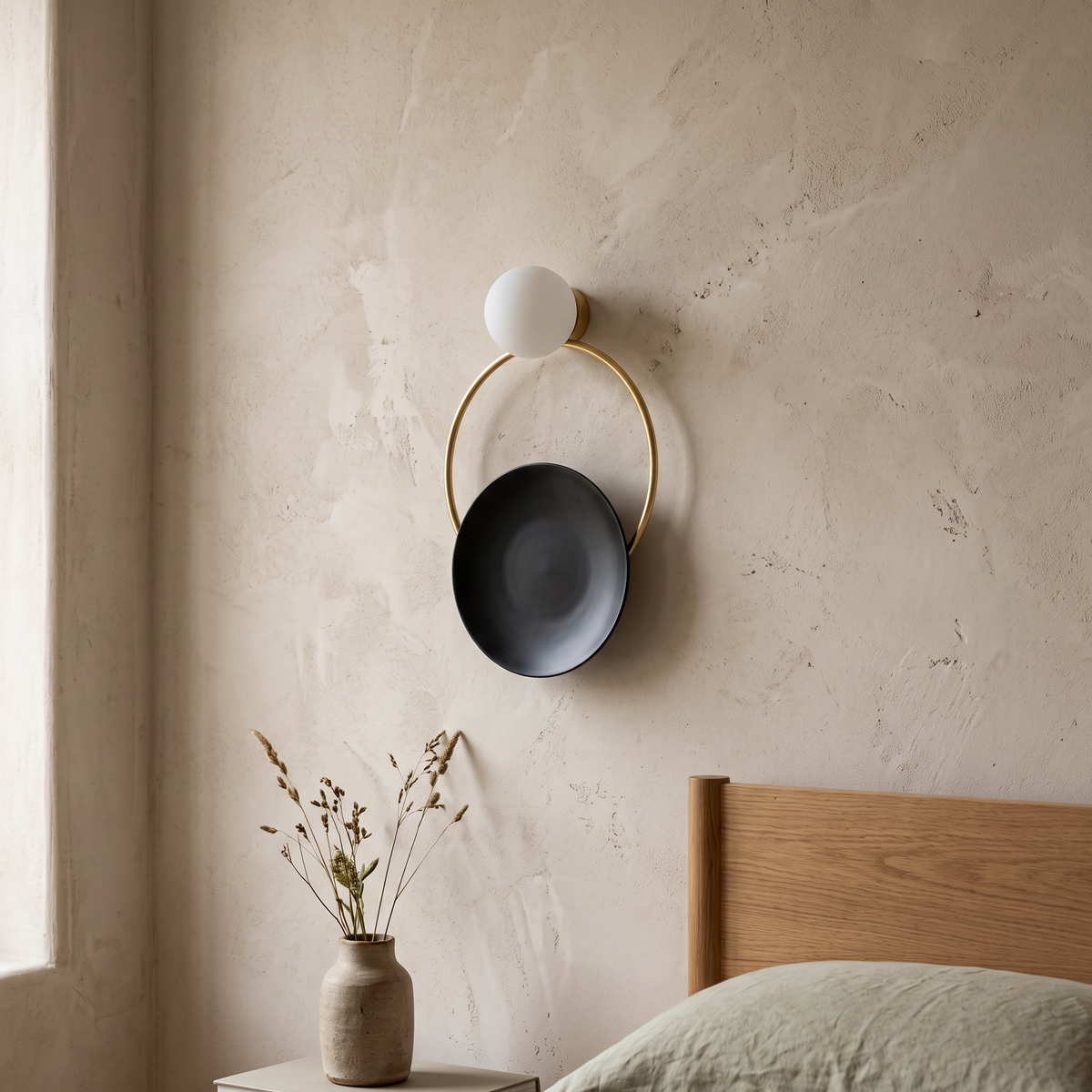 Glass Ring Wall Light LED detail in daylight - Arisha