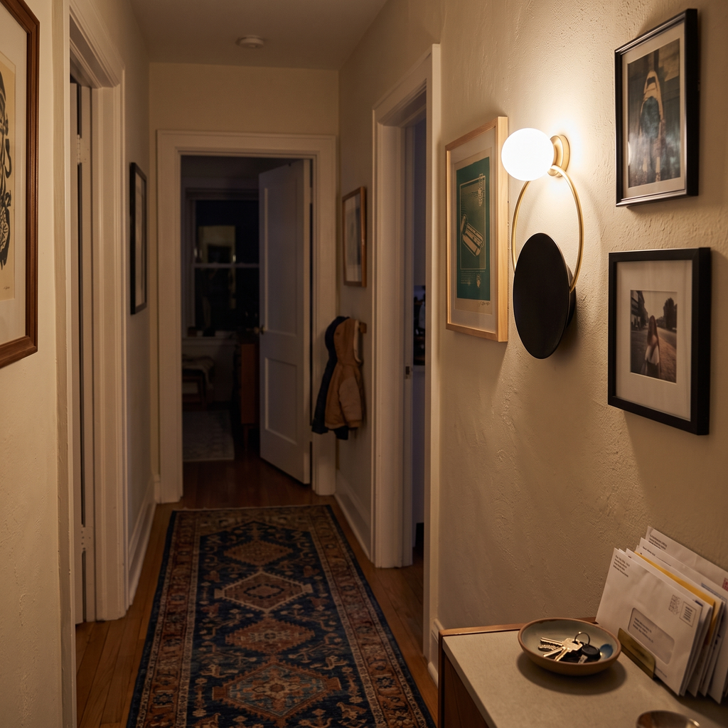 Glass Ring Wall Light LED in hallway - Arisha