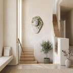 Green Marble Wall Light – Model B in a staircase landing with limewashed walls