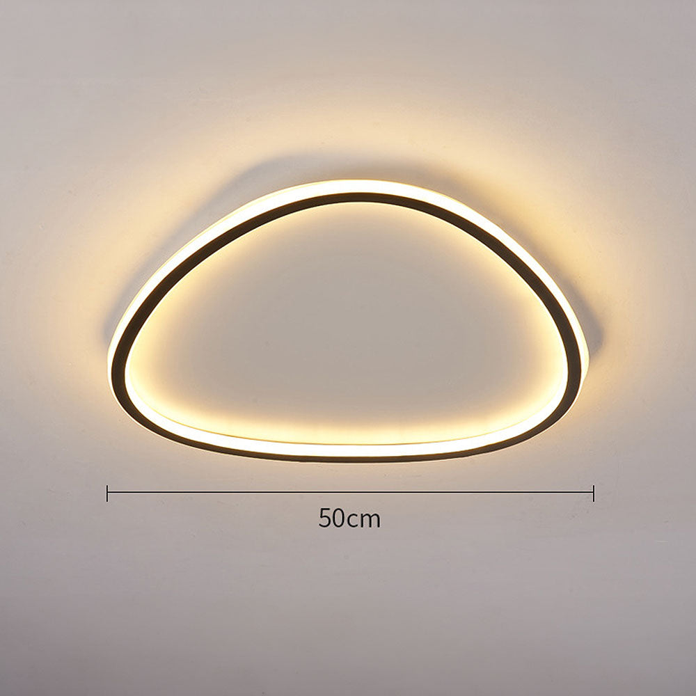 Minimalist 50cm black aluminum flush ceiling light with a soft, continuous integrated LED silicone diffuser.