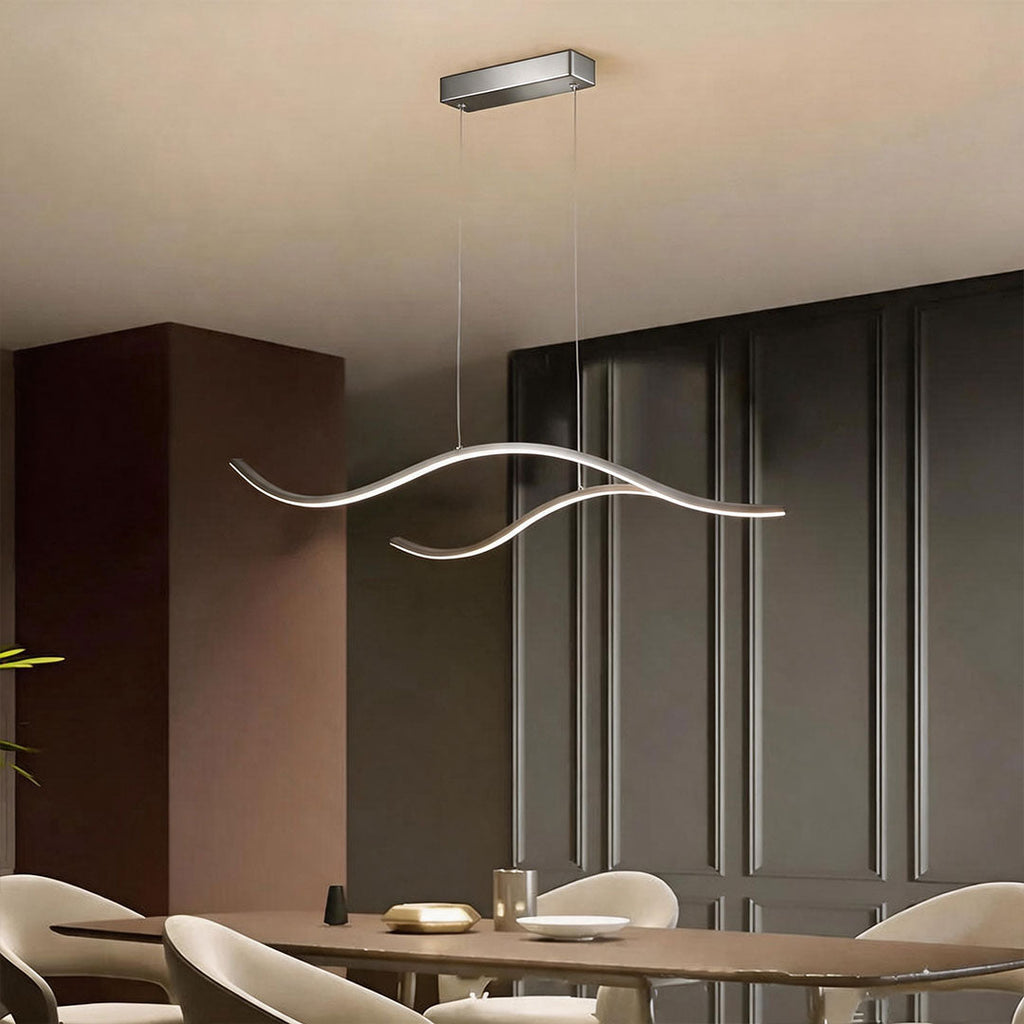 LED Linear Pendant Light – Integrated LED – Modern – Metal & Silicone