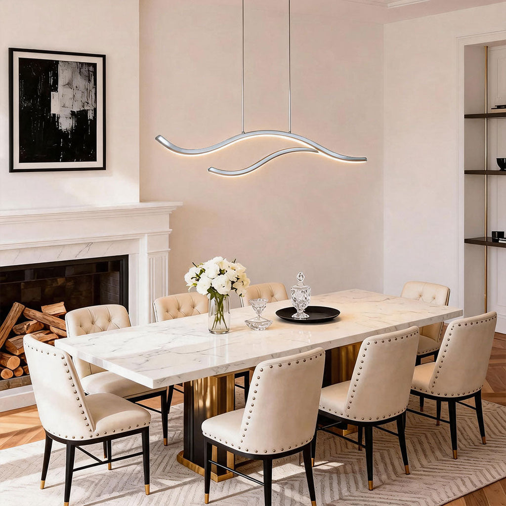 LED Linear Pendant Light – Integrated LED – Modern – Metal & Silicone
