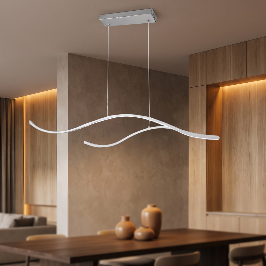 LED Linear Pendant Light – Integrated LED – Modern – Metal & Silicone