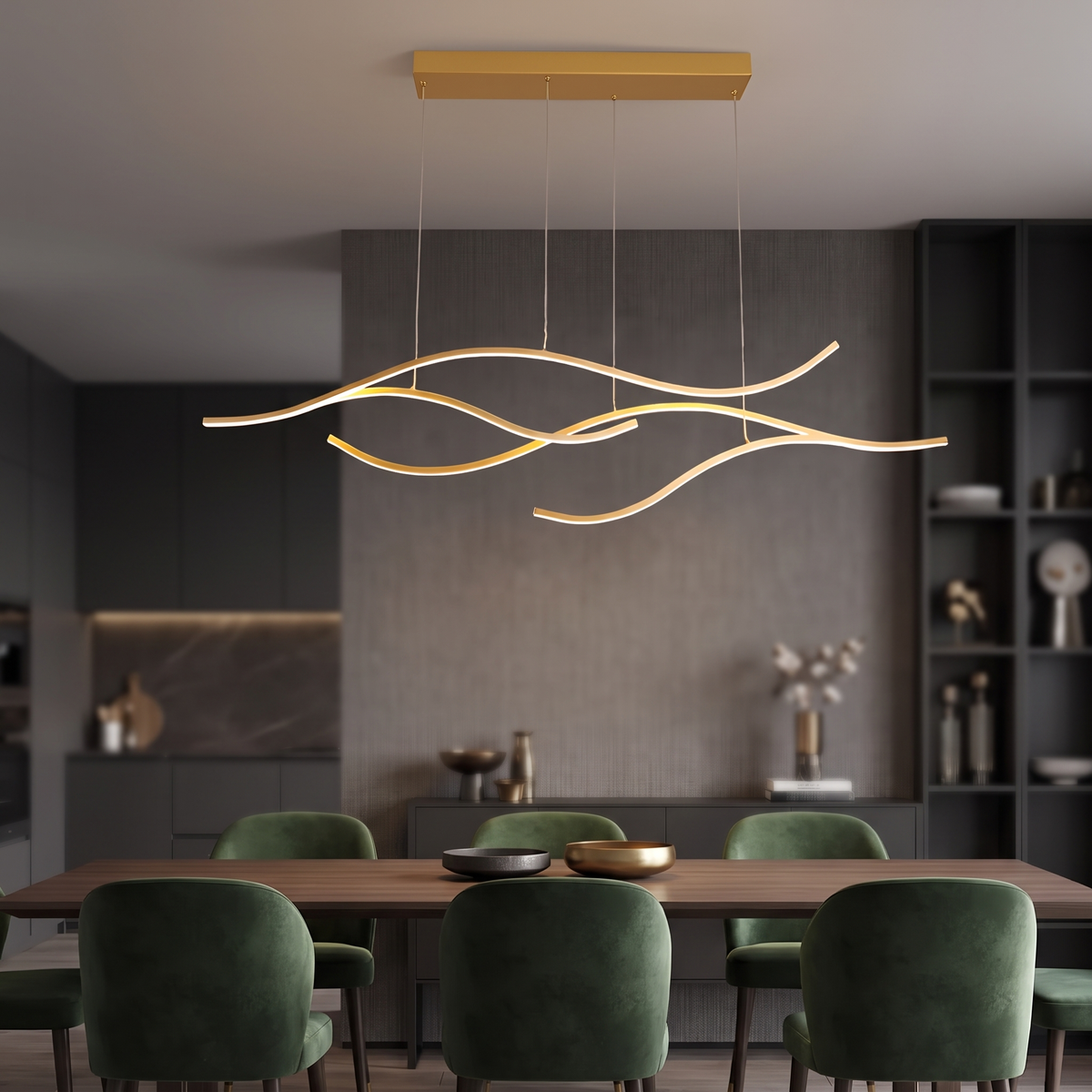LED Linear Pendant Light – Integrated LED – Modern – Metal & Silicone