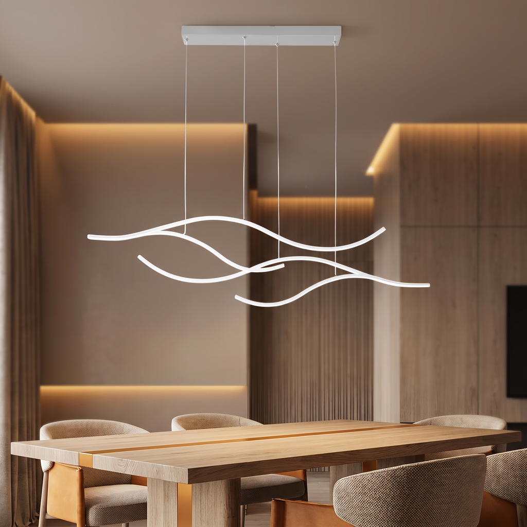 LED Linear Pendant Light – Integrated LED – Modern – Metal & Silicone