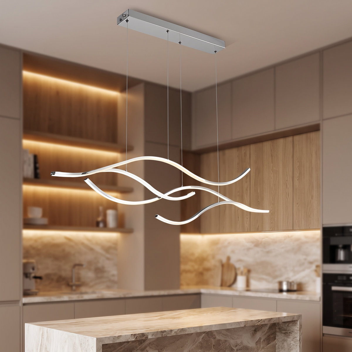 LED Linear Pendant Light – Integrated LED – Modern – Metal & Silicone